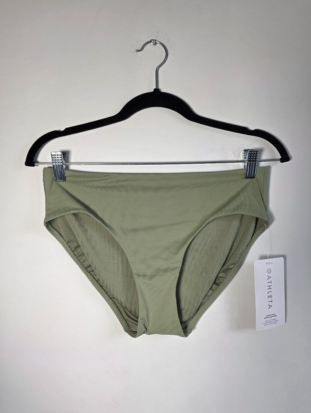 ATHLETA Clean Full Bikini Bottom Olive Green Swim Bottoms Size M NWT